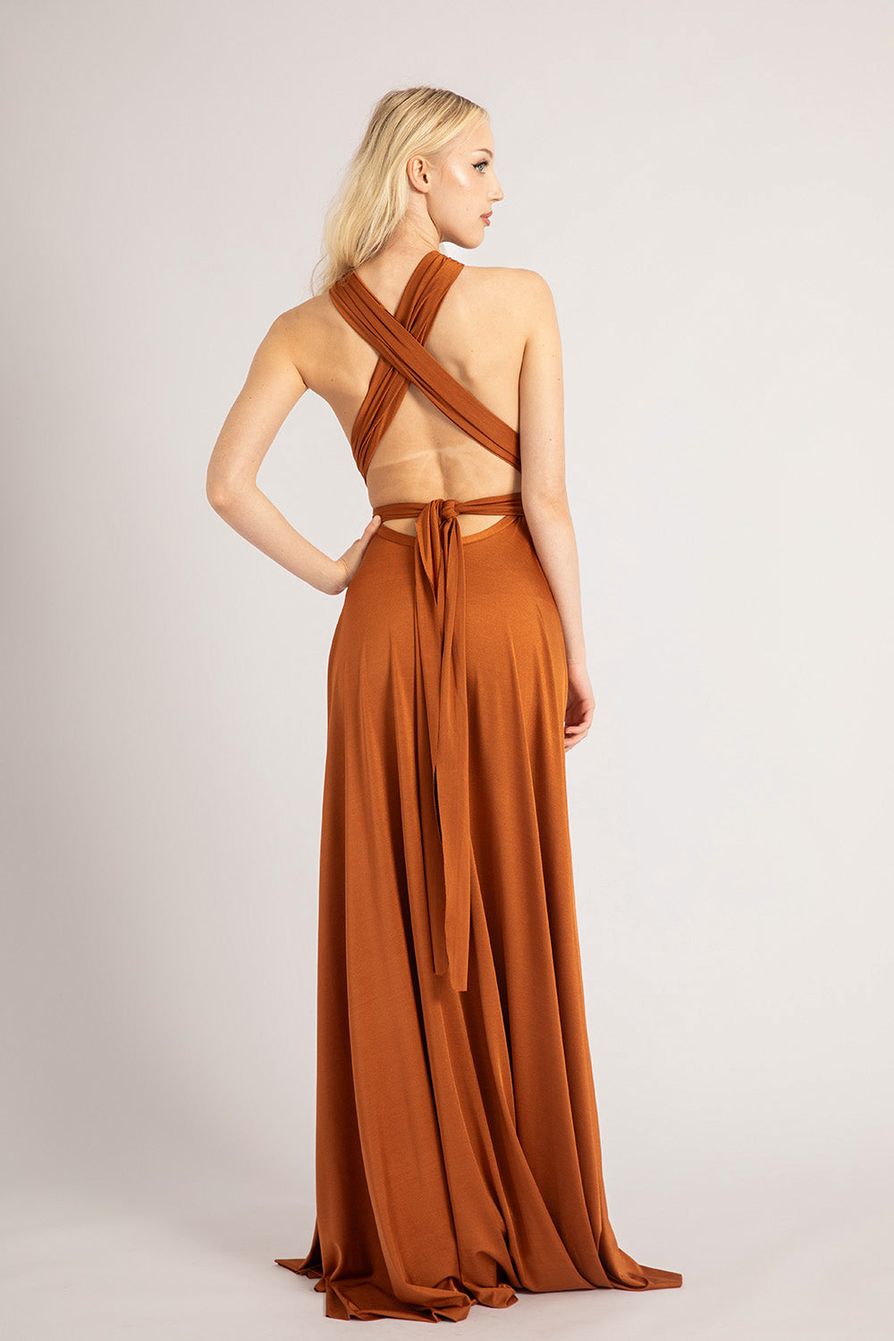 Luxe Satin Ballgown Multiway Infinity Dress in Copper