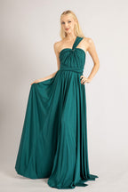 Luxe Satin Ballgown Multiway Infinity Dress in Emerald