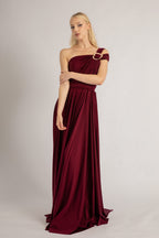 Luxe Satin Ballgown Multiway Infinity Dress in Mulberry