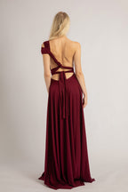 Luxe Satin Ballgown Multiway Infinity Dress in Mulberry