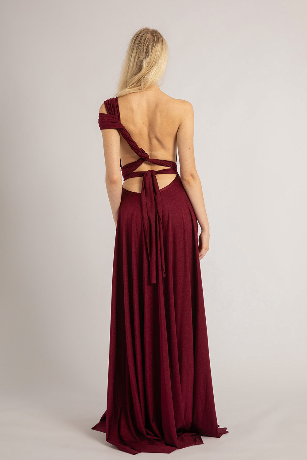 Luxe Satin Ballgown Multiway Infinity Dress in Mulberry